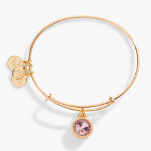 Load image into Gallery viewer, June Birthstone Charm Bangle, Light Amethyst