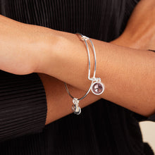 Load image into Gallery viewer, June Birthstone Charm Bangle, Light Amethyst