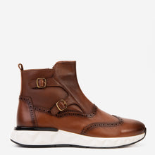 Load image into Gallery viewer, The Stealth Wingtip Buckle Tan Leather Men Boot