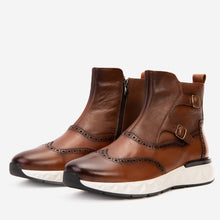 Load image into Gallery viewer, The Stealth Wingtip Buckle Tan Leather Men Boot