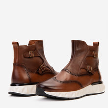Load image into Gallery viewer, The Stealth Wingtip Buckle Tan Leather Men Boot