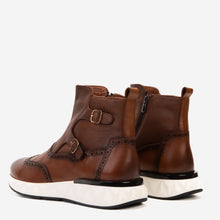 Load image into Gallery viewer, The Stealth Wingtip Buckle Tan Leather Men Boot