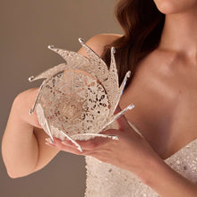Load image into Gallery viewer, Luxury Quinceañera &amp; Wedding Bouquet Holder – Silver Carved Flowers &amp; Crystal Stones