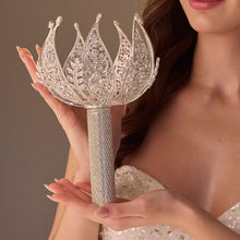 Load image into Gallery viewer, Elegant Quinceañera &amp; Wedding Bouquet Holder – Rhinestone &amp; Crystal Hand Bouquet