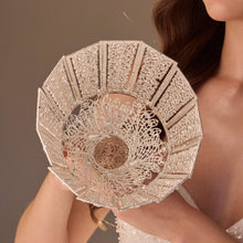 Load image into Gallery viewer, Silver Quinceañera &amp; Wedding Bouquet Holder – Handcrafted with Carved Flowers &amp; Crystal Stones