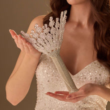 Load image into Gallery viewer, Luxury Silver Quinceañera &amp; Wedding Bouquet Holder – Handcrafted with Crystal Stones &amp; Beads