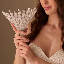 Load image into Gallery viewer, Luxury Silver Quinceañera &amp; Wedding Bouquet Holder – Handcrafted with Crystal Stones &amp; Beads