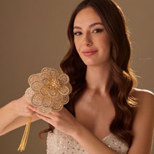 Load image into Gallery viewer, Luxurious Gold Quinceañera &amp; Wedding Bouquet – Handcrafted with Crystal Stones