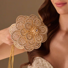 Load image into Gallery viewer, Luxurious Gold Quinceañera &amp; Wedding Bouquet – Handcrafted with Crystal Stones