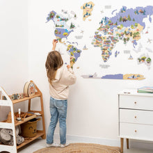 Load image into Gallery viewer, Animal World Map Indigo