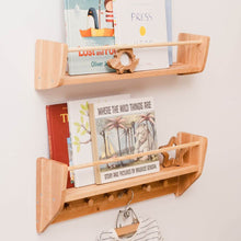 Load image into Gallery viewer, Nursery Wall Shelf with Hooks