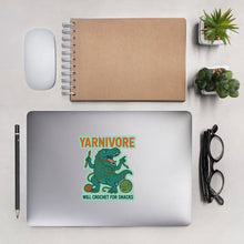 Load image into Gallery viewer, 🦖 Yarnivore Sticker – Will Crochet for Snacks Bubble-free stickers