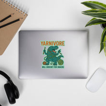 Load image into Gallery viewer, 🦖 Yarnivore Sticker – Will Crochet for Snacks Bubble-free stickers
