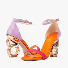 Load image into Gallery viewer, The Helix Heel Multicolor Leather Women Sandal