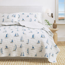 Load image into Gallery viewer, Coastal Blue Sailboat Quilt Set - Marzano Collection
