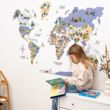 Load image into Gallery viewer, Animal World Map Indigo