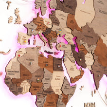 Load image into Gallery viewer, 3D LED Wooden World Map 3.0 Multicolor