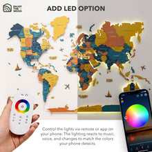 Load image into Gallery viewer, 3D LED / LUMINOUS Wooden World Map 3.0 Indie