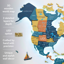 Load image into Gallery viewer, 3D LED / LUMINOUS Wooden World Map 3.0 Indie