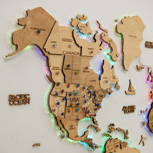 Load image into Gallery viewer, 3D LED Wooden World Map 2.0 Gold