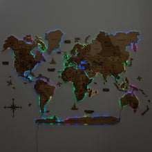 Load image into Gallery viewer, 3D LED Wooden World Map 2.0 Gold