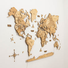 Load image into Gallery viewer, 3D LED Wooden World Map 2.0 Gold