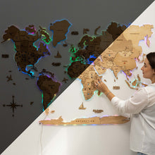 Load image into Gallery viewer, 3D LED Wooden World Map 2.0 Gold