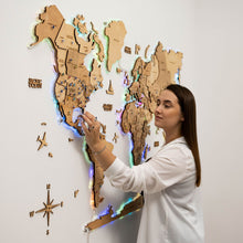 Load image into Gallery viewer, 3D LED Wooden World Map 2.0 Gold