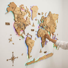 Load image into Gallery viewer, 3D LED Wooden World Map 2.0 Gold