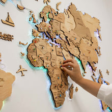 Load image into Gallery viewer, 3D LED Wooden World Map 2.0 Gold