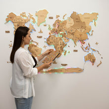 Load image into Gallery viewer, 3D LED Wooden World Map 2.0 Gold