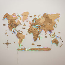 Load image into Gallery viewer, 3D LED Wooden World Map 2.0 Gold