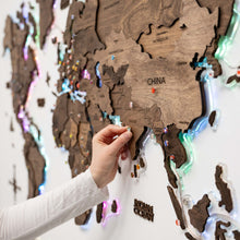 Load image into Gallery viewer, 3D LED Wooden World Map 2.0 Dark Walnut