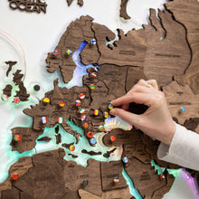 Load image into Gallery viewer, 3D LED Wooden World Map 2.0 Dark Walnut