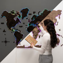 Load image into Gallery viewer, 3D LED Wooden World Map 2.0 Dark Walnut