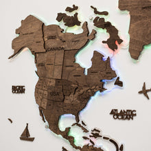 Load image into Gallery viewer, 3D LED Wooden World Map 2.0 Dark Walnut