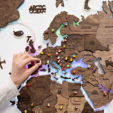 Load image into Gallery viewer, 3D LED Wooden World Map 2.0 Dark Walnut