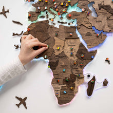 Load image into Gallery viewer, 3D LED Wooden World Map 2.0 Dark Walnut