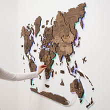 Load image into Gallery viewer, 3D LED Wooden World Map 2.0 Dark Walnut