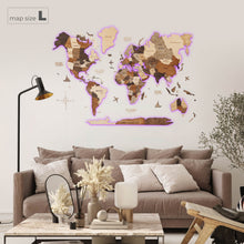Load image into Gallery viewer, 3D LED Wooden World Map 3.0 Multicolor