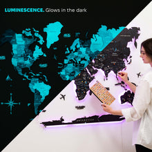 Load image into Gallery viewer, 3D LED / LUMINOUS Wooden World Map 3.0 Midnight