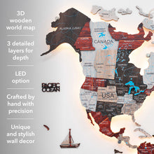 Load image into Gallery viewer, 3D LED / LUMINOUS Wooden World Map 3.0 Urban