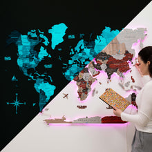 Load image into Gallery viewer, 3D LED / LUMINOUS Wooden World Map 3.0 Urban