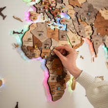 Load image into Gallery viewer, 3D LED Wooden World Map 2.0 (with acrylic background)