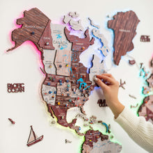 Load image into Gallery viewer, 3D LUMINOUS LED Wooden World Map 2.0 Cappuccino