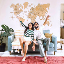 Load image into Gallery viewer, 3D Wooden World Map Gold