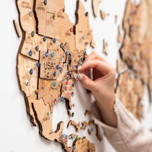 Load image into Gallery viewer, 3D Wooden World Map Gold
