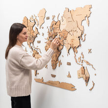Load image into Gallery viewer, 3D Wooden World Map Gold