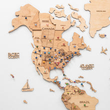 Load image into Gallery viewer, 3D Wooden World Map Gold