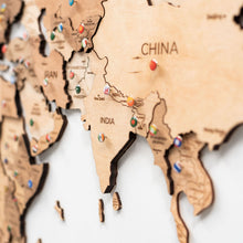 Load image into Gallery viewer, 3D Wooden World Map Gold